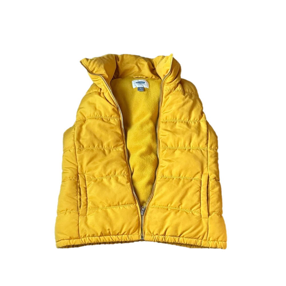 Old Navy Yellow Puffer Vest Zip Front Sleeveless SIZE M